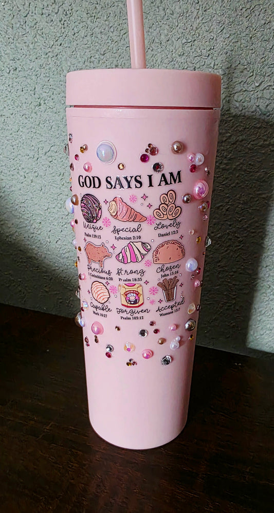 Decorated tumbler cup